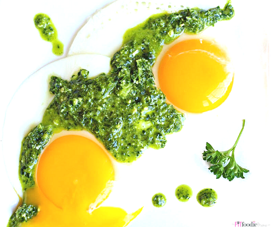 fueled friday: pine nut & kale pesto green eggs {dairy free, gluten free}
